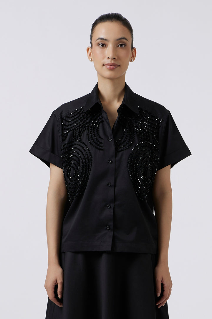 Celeste Black Crop Shirt