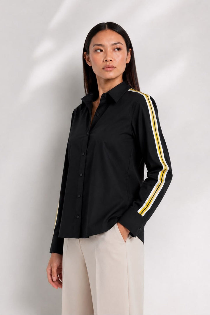 Black Ribbon Crop Shirt