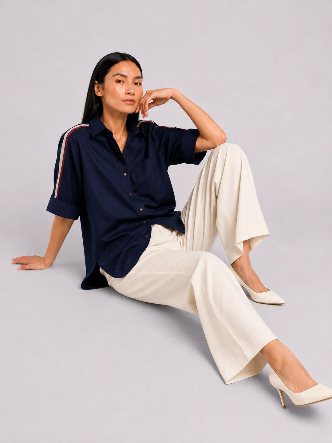 Navy Ribbon Shirt