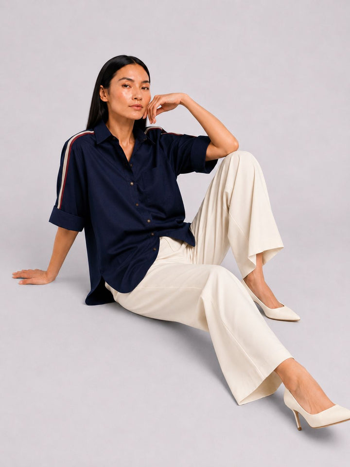 Navy Ribbon Shirt