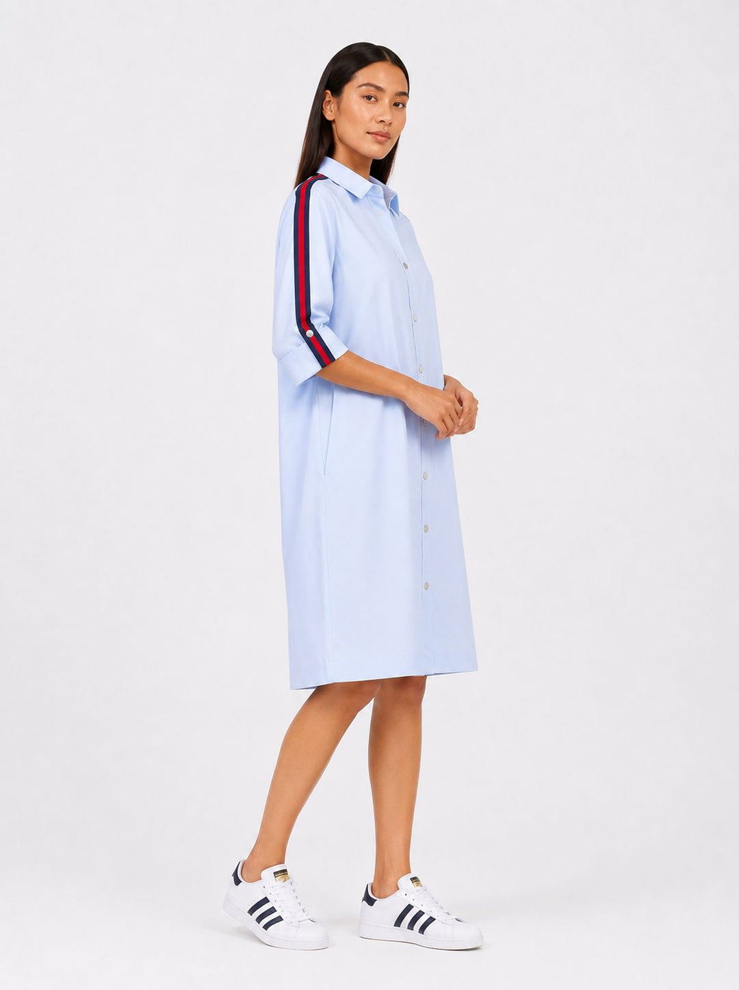 Sky Blue Ribbon Shirt Dress