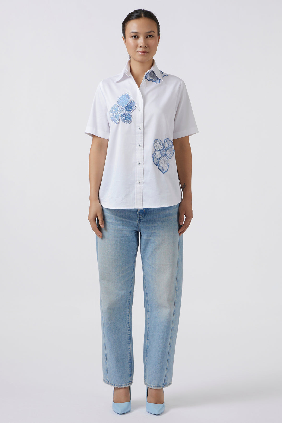 AZURE BLOOM WHITE SHIRT