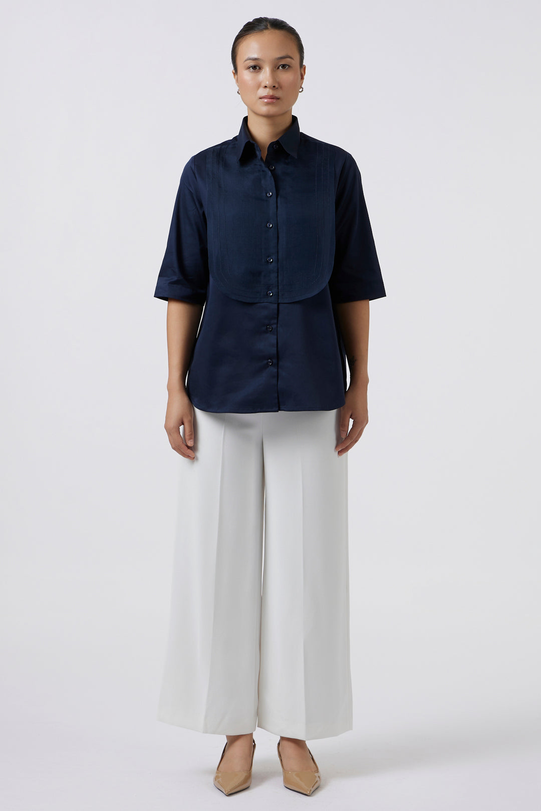 ORGANZA BIB NAVY SHIRT