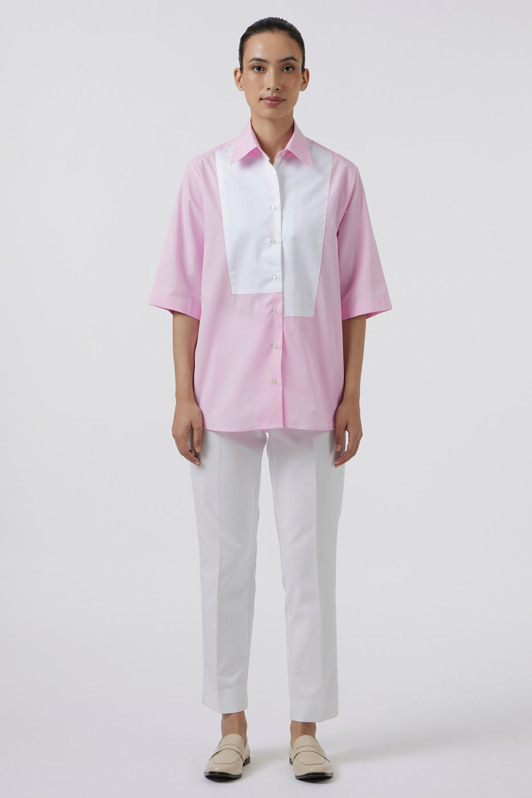 GEOMETRIC BIB PINK SHIRT