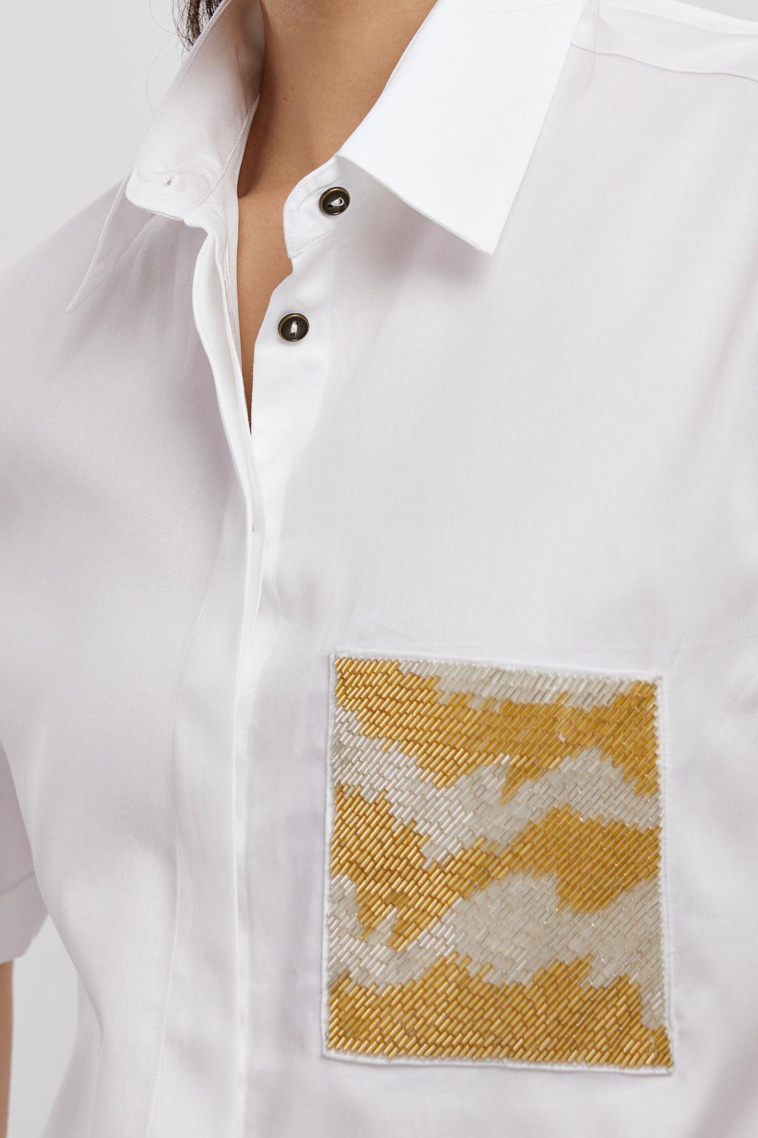 White Metallic Gold Shirt - PALLAVI SWADI  