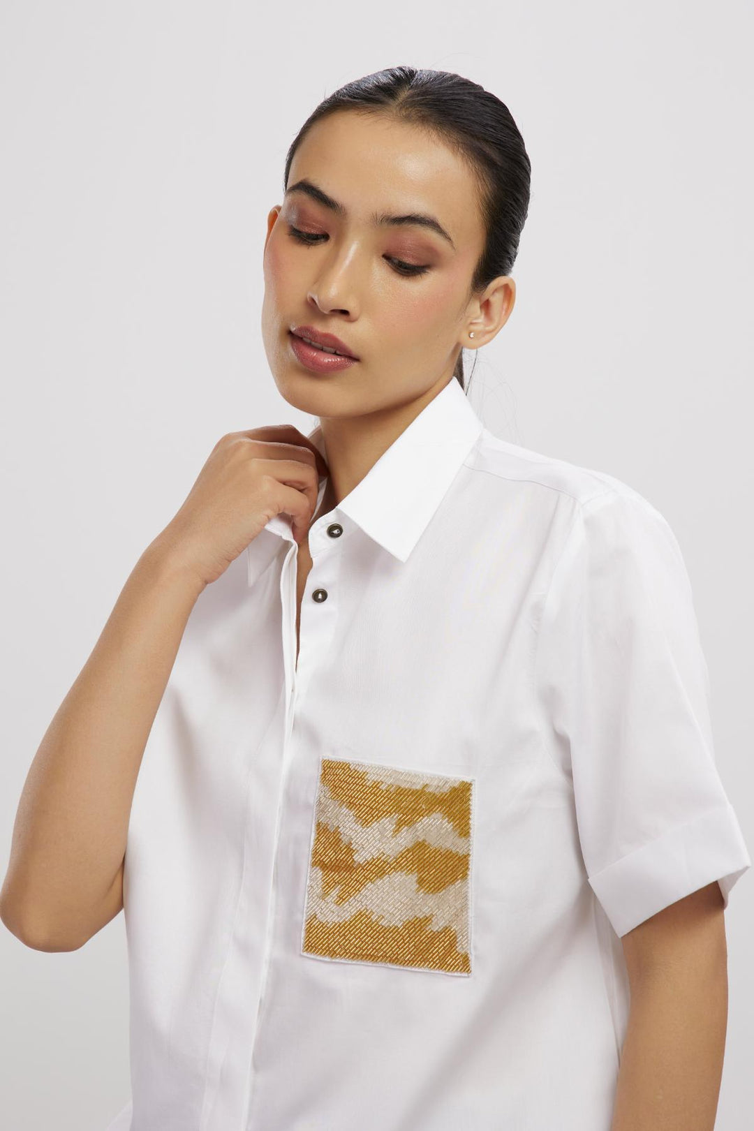 White Metallic Gold Shirt - PALLAVI SWADI  