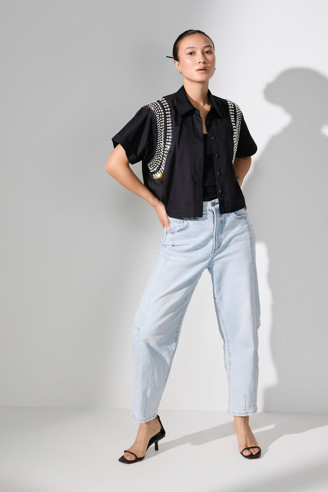 WATERFALL BLACK SWAROVSKI SHIRT