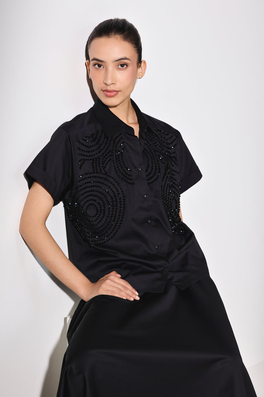 Celeste Black Crop Shirt