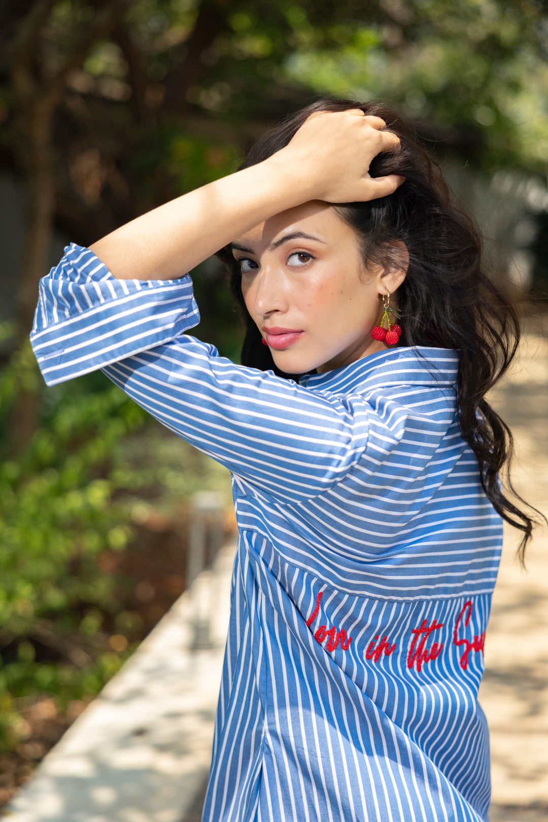 Blue Stripe Kaftan “LOVE IN THE SUN”