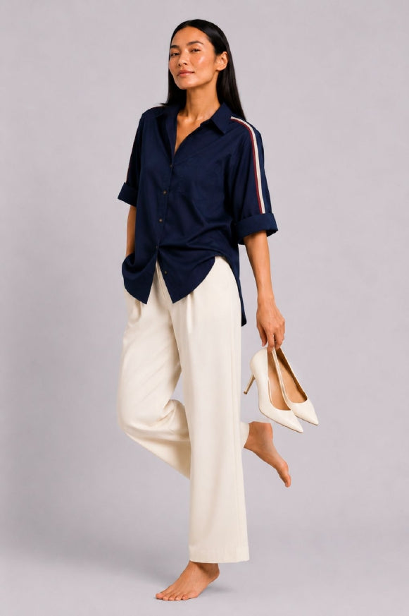 Navy Ribbon Shirt