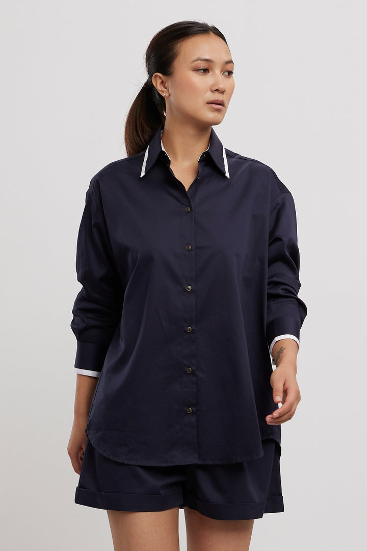 NAVY TUXEDO SHORTS SET - PALLAVI SWADI  