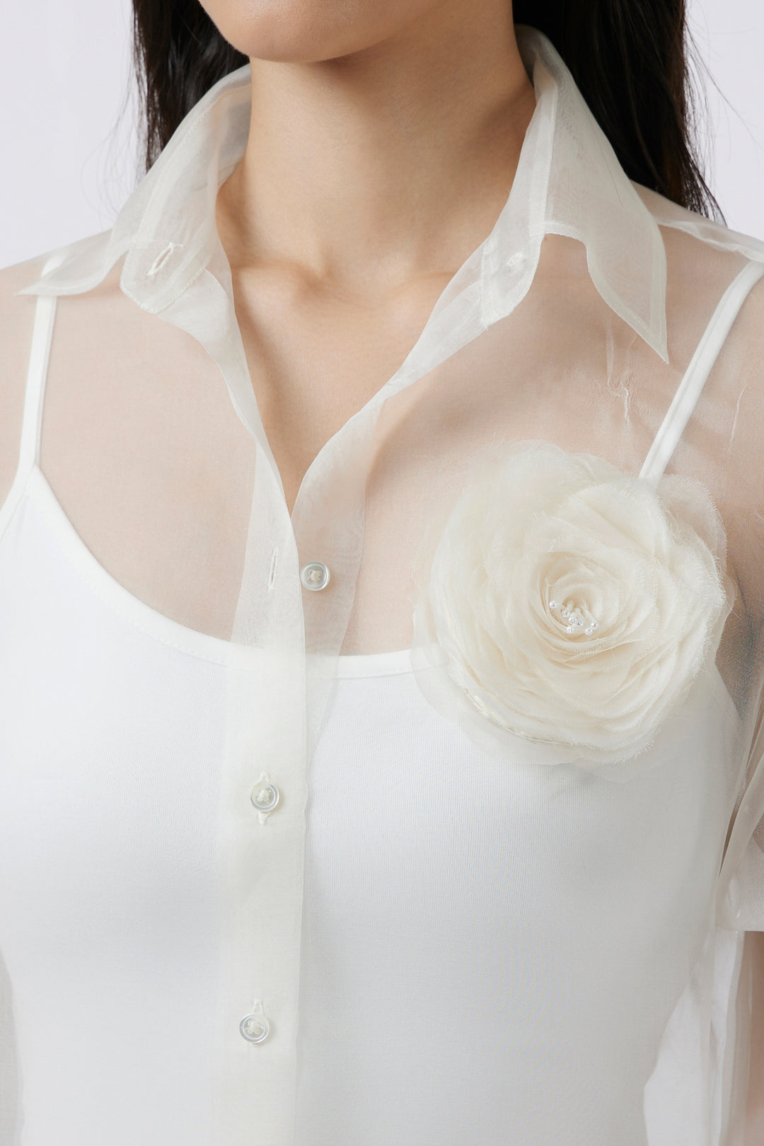 ORGANZA BLOOM IVORY SHIRT