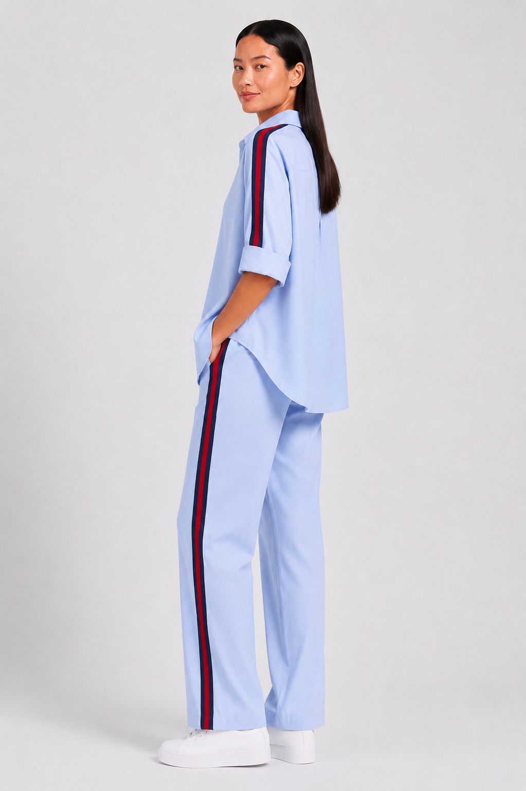 Sky-Blue Ribbon Pant Set