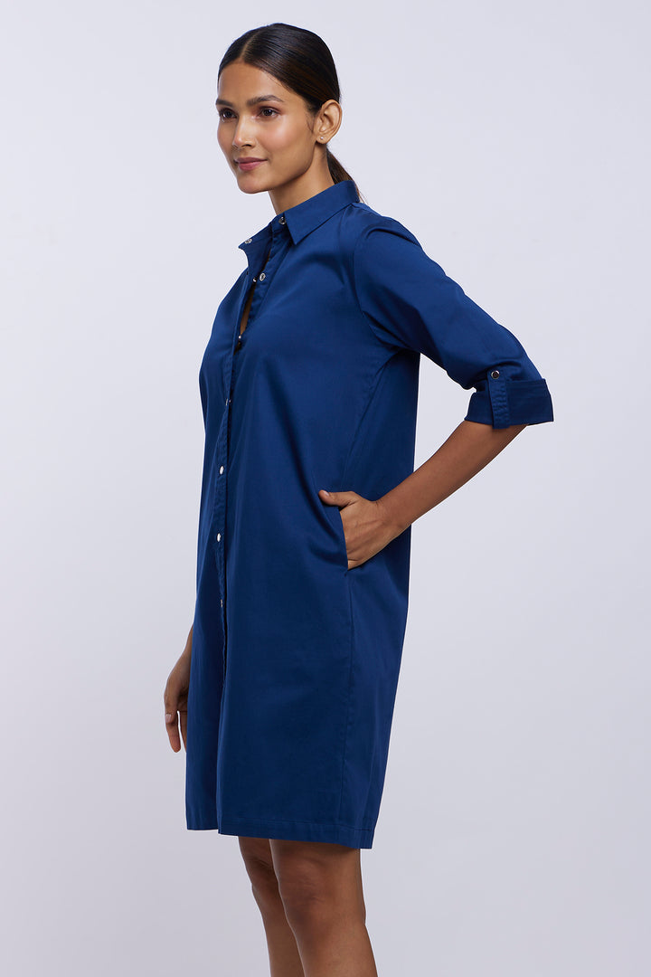 Mid Night Blue Shirt Dress