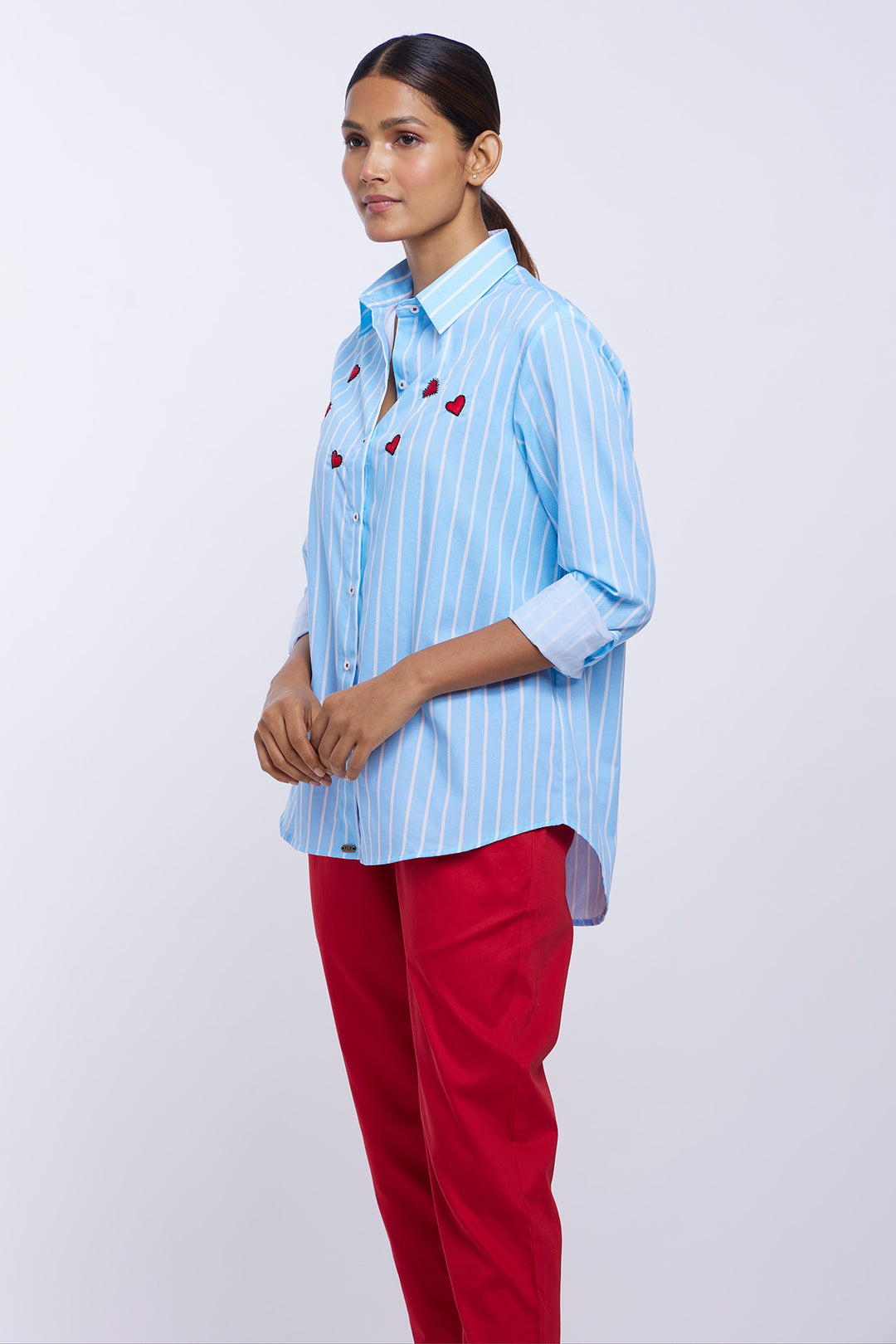 Blue Stripe Red Heart Shirt