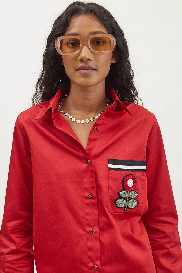 PLV Garden Red Flower Shirt