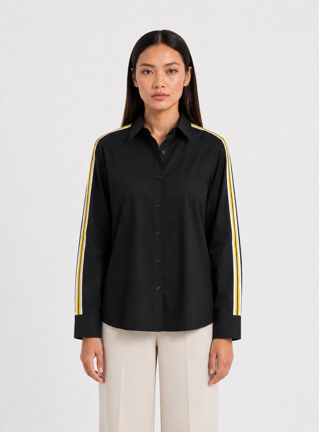 Black Ribbon Crop Shirt