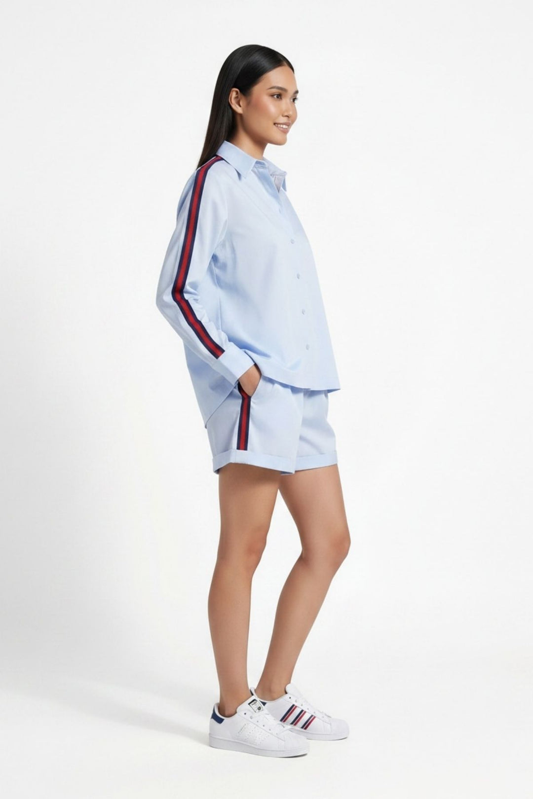 Sky Blue Ribbon Short Set