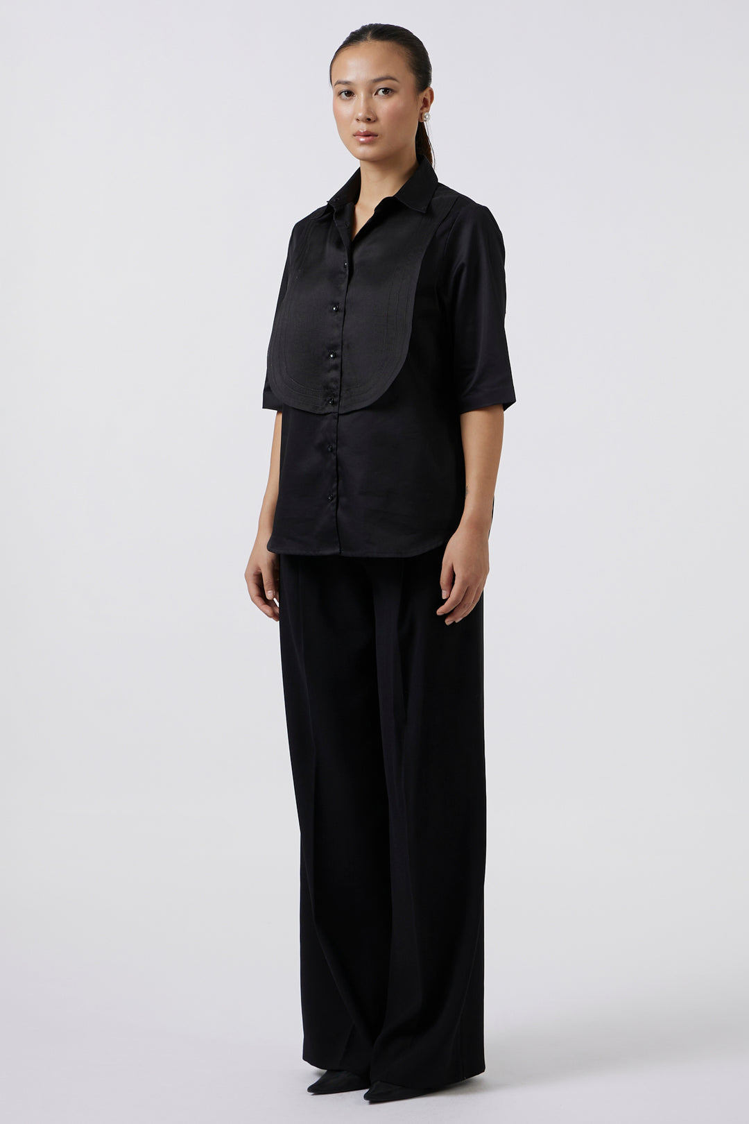 ORGANZA BIB BLACK SHIRT