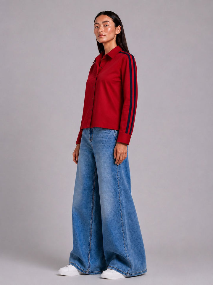 Red Ribbon Crop Shirt