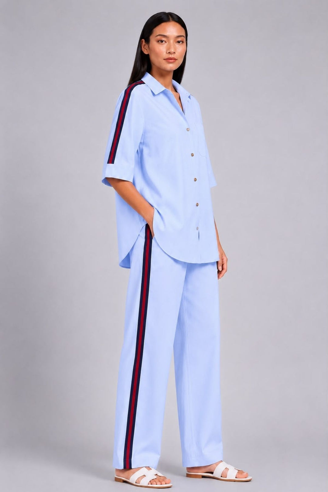 Sky Blue Ribbon Pant Set