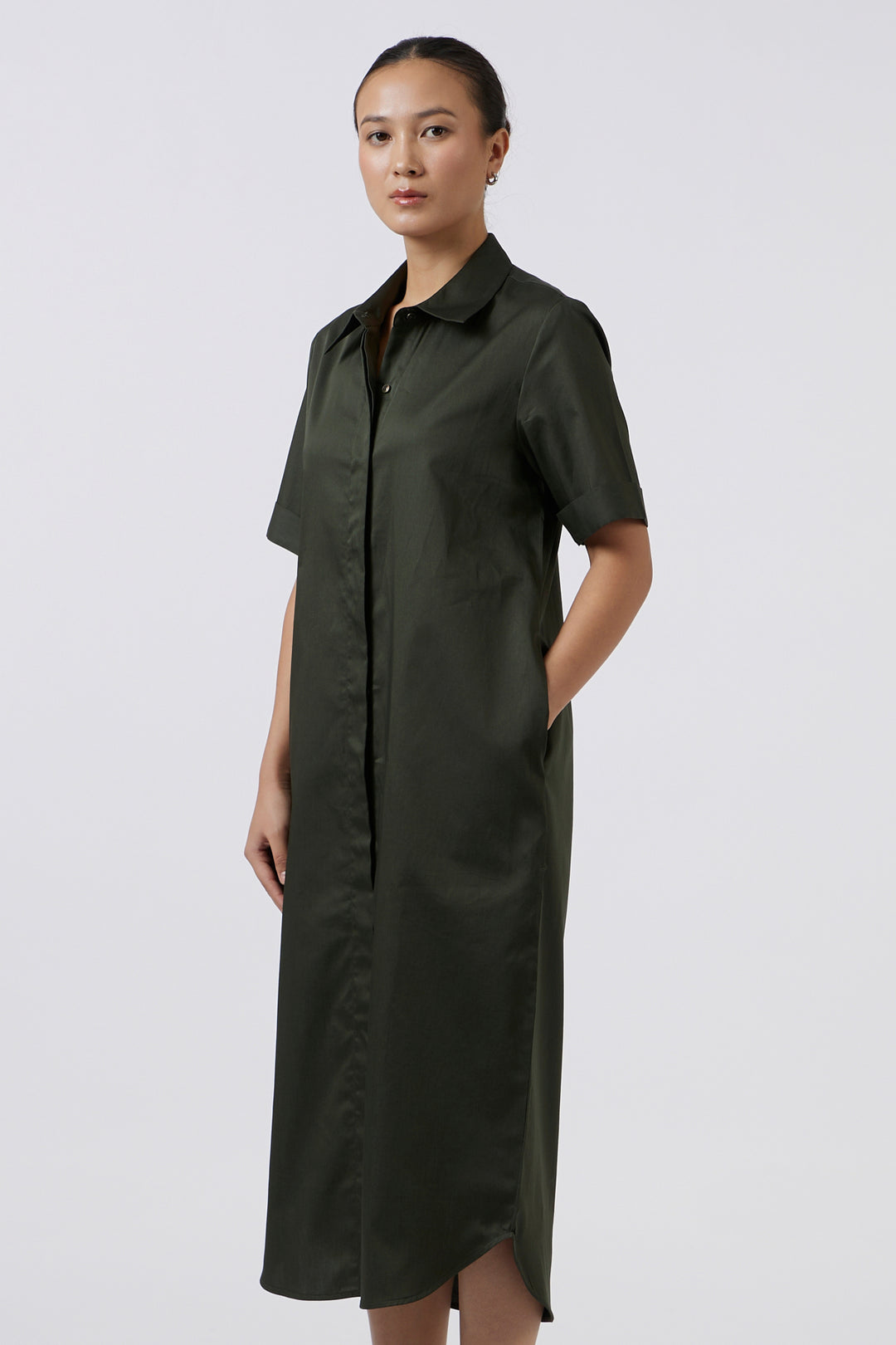 OLIVE LONG RELAXED DRESS