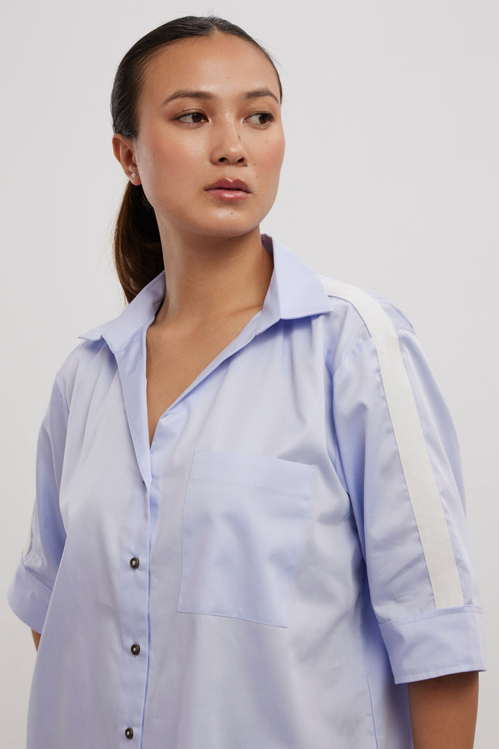 SKY BLUE WHITE RIBBON SHIRT - PALLAVI SWADI  