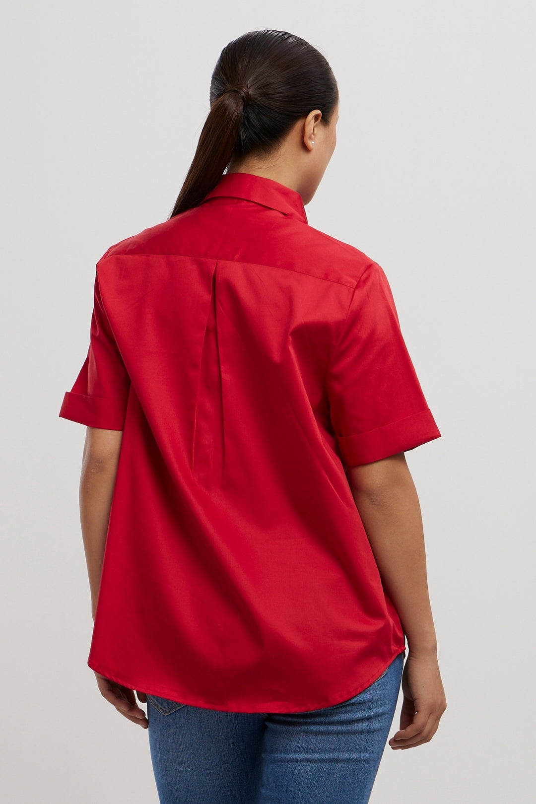 CLASSIC RED SHIRT WITH BLACK POCKET RIBBON - PALLAVI SWADI  