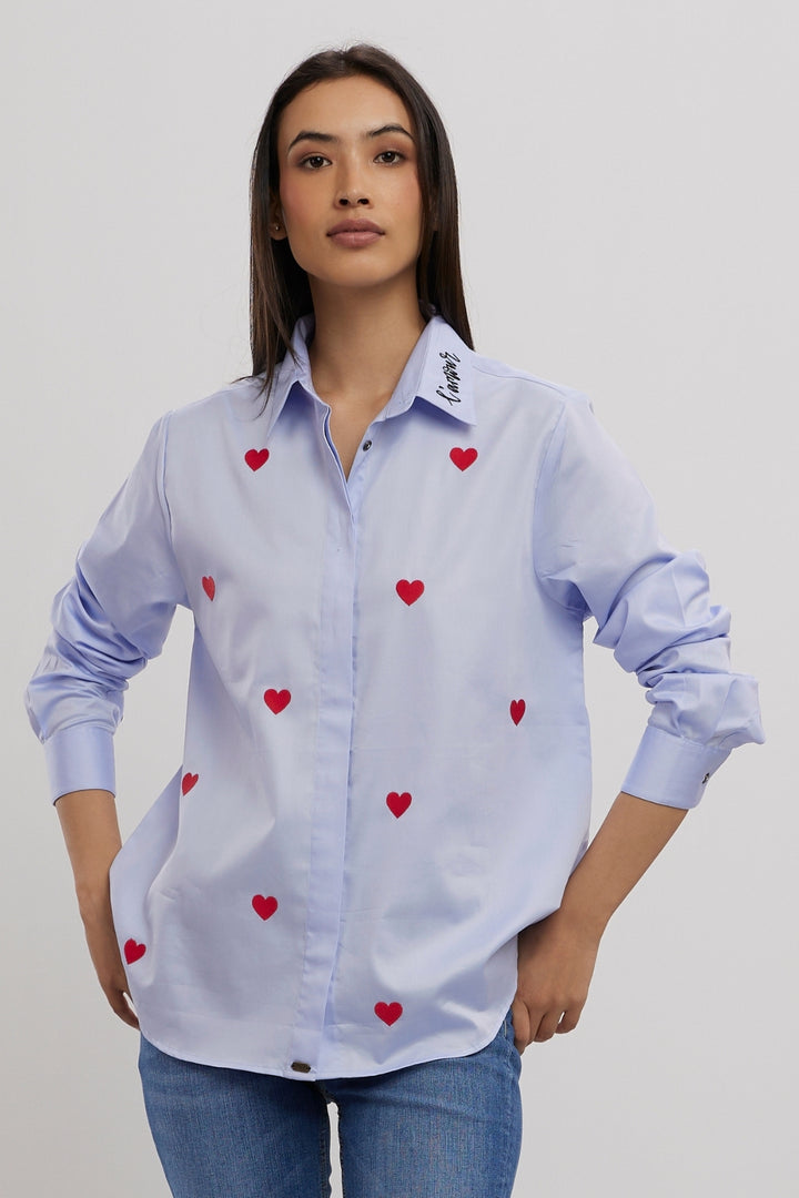 Diana Penty Sky Blue Heart Shirt - PALLAVI SWADI  