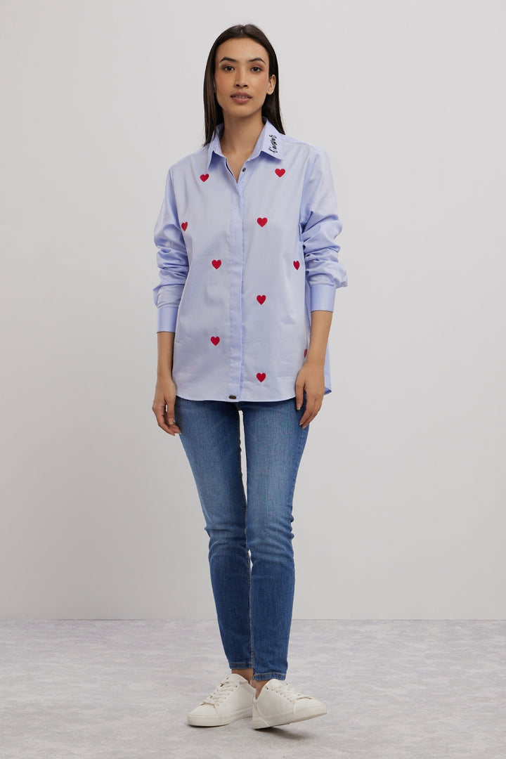 Diana Penty Sky Blue Heart Shirt - PALLAVI SWADI  