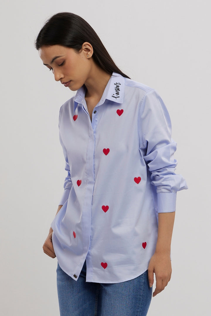 Diana Penty Sky Blue Heart Shirt - PALLAVI SWADI  