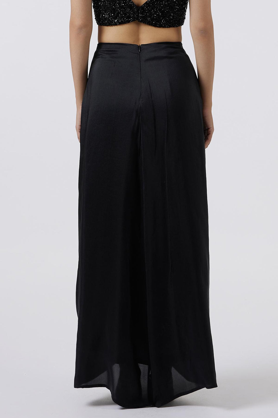 Black Dupion Silk Knotted Skirt