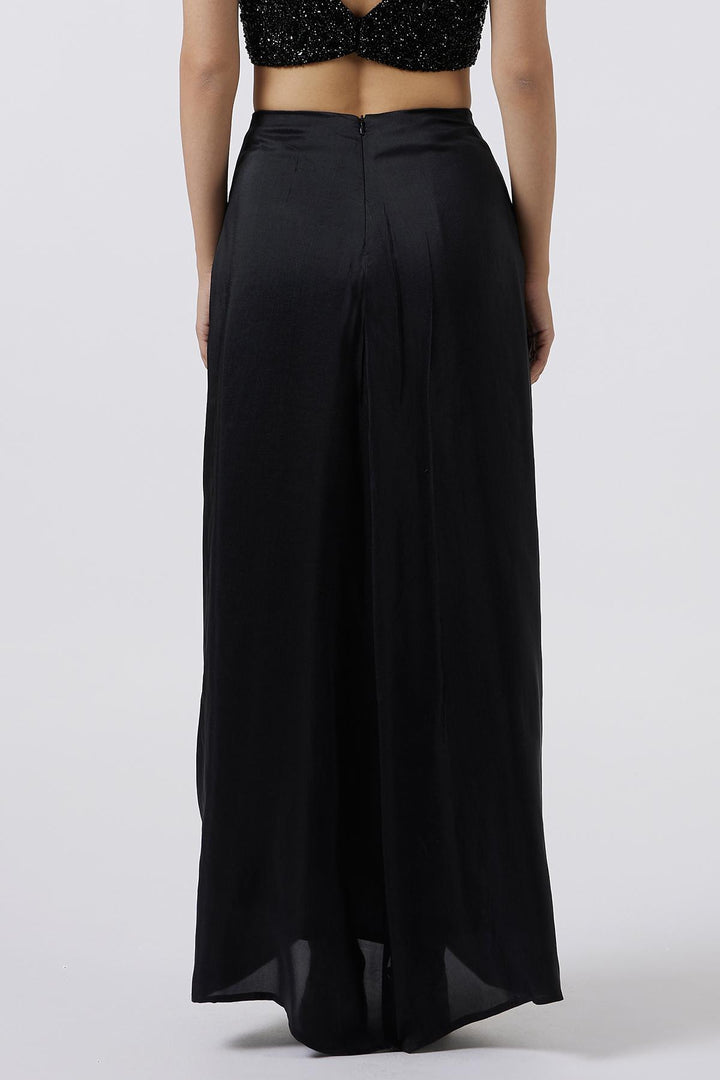 Black Dupion Silk Knotted Skirt