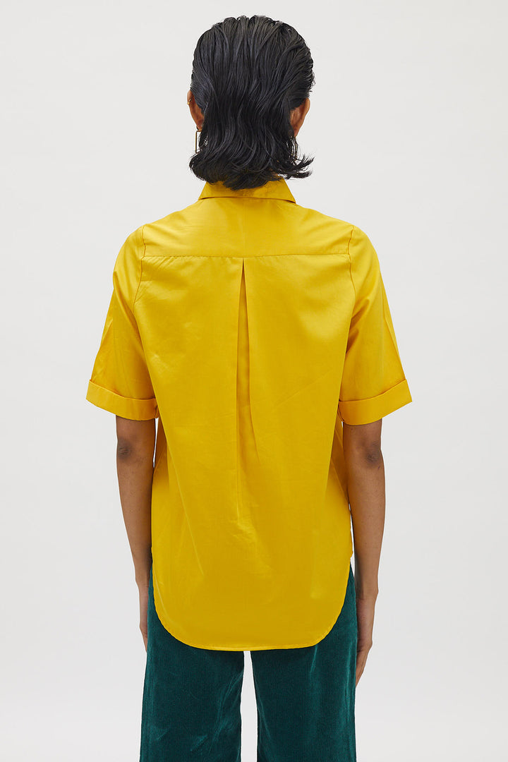 Canary Yellow Emerald Pocket Swarovski Shirt