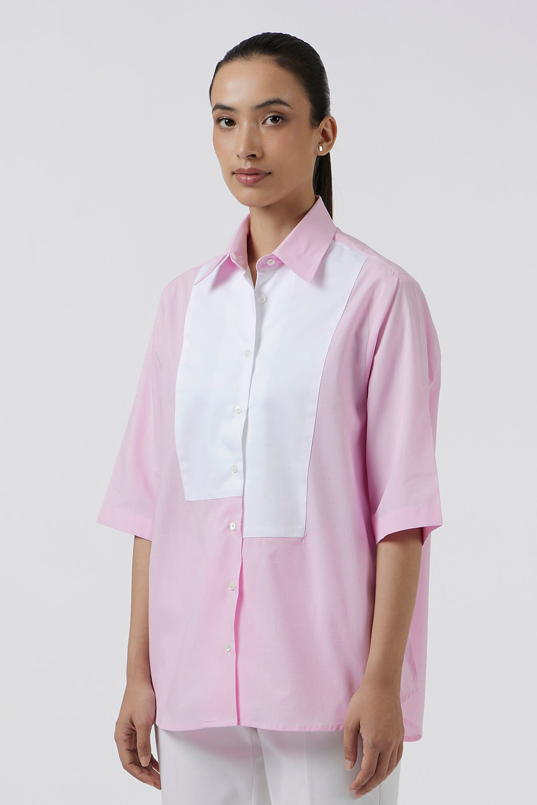 GEOMETRIC BIB PINK SHIRT