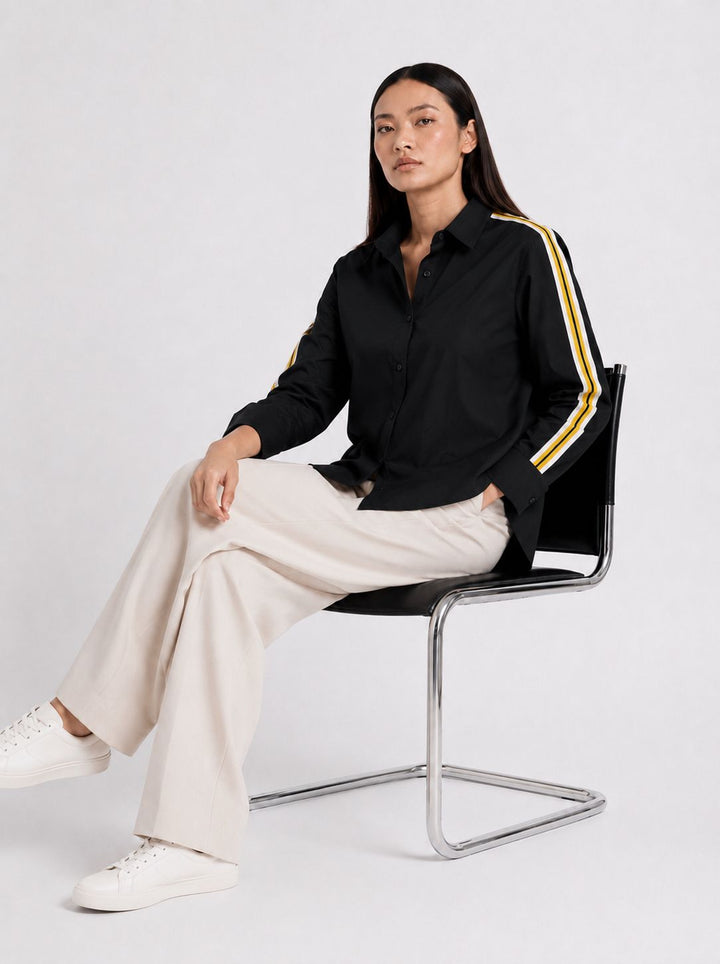 Black Ribbon Crop Shirt