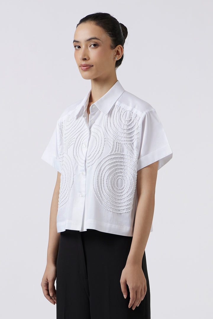 Celeste White Crop Shirt
