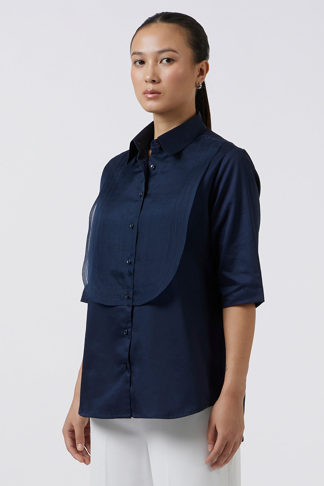ORGANZA BIB NAVY SHIRT