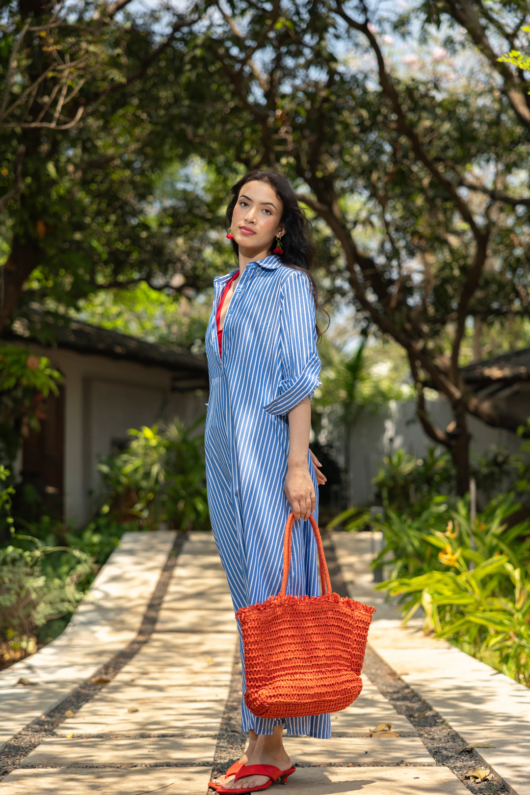 Blue Stripe Kaftan “LOVE IN THE SUN”