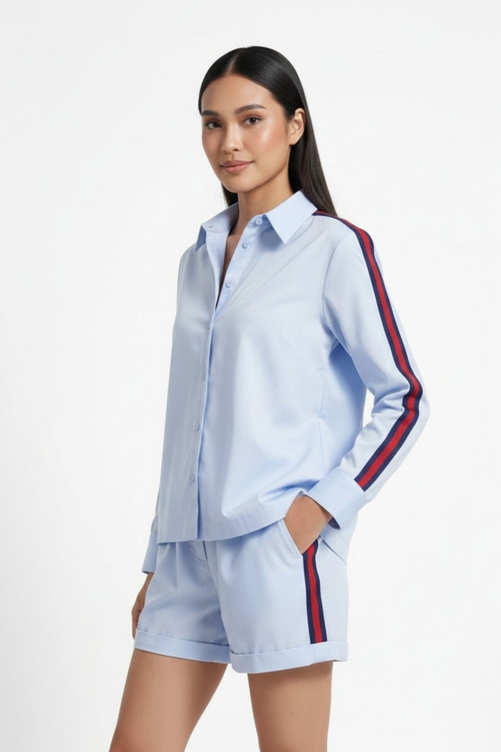 Sky Blue Ribbon Short Set