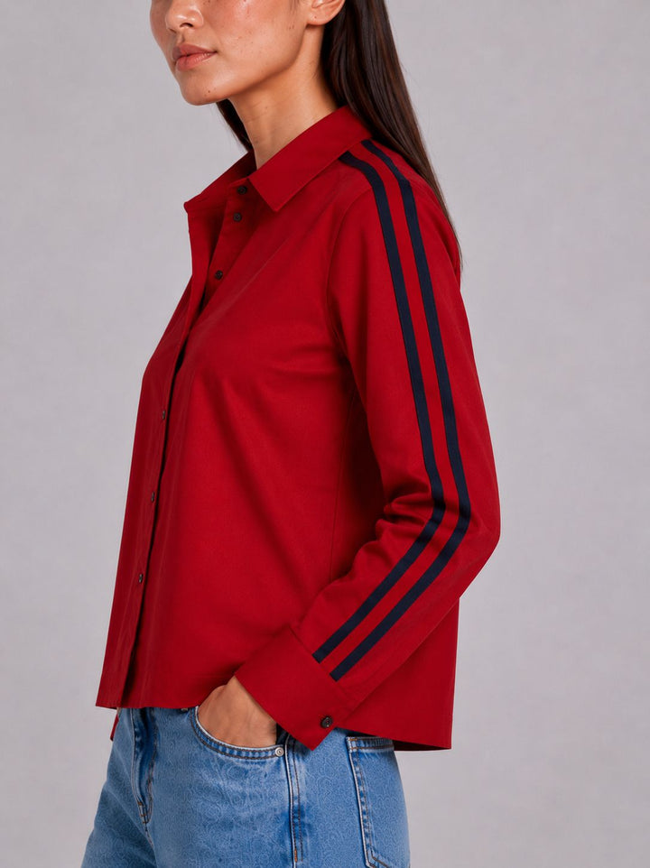 Red Ribbon Crop Shirt