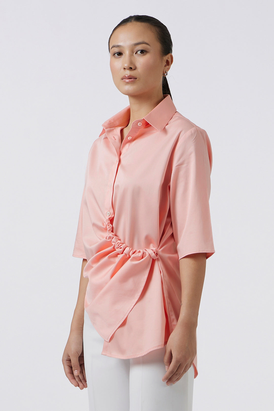 WRAP & TIE PEACH SHIRT