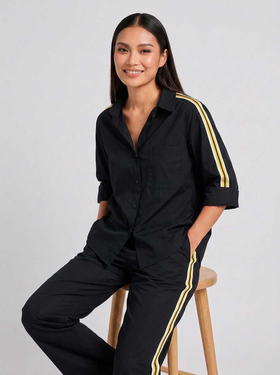 Black Ribbon Pant Set
