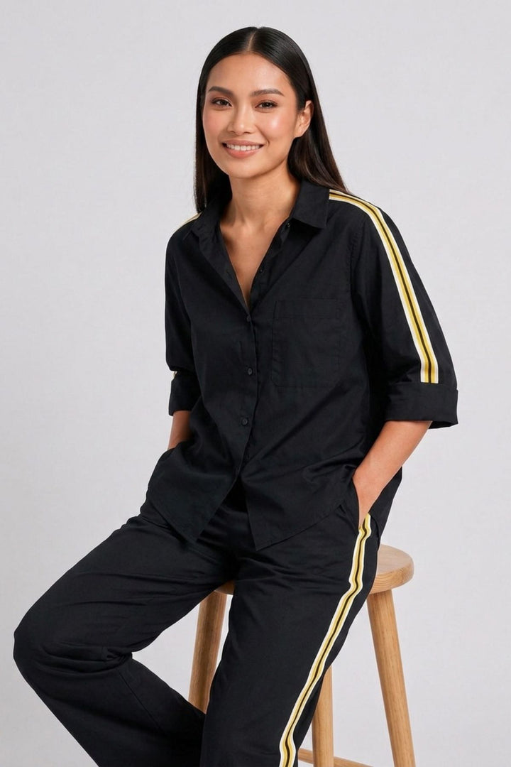 Black Ribbon Pant Set