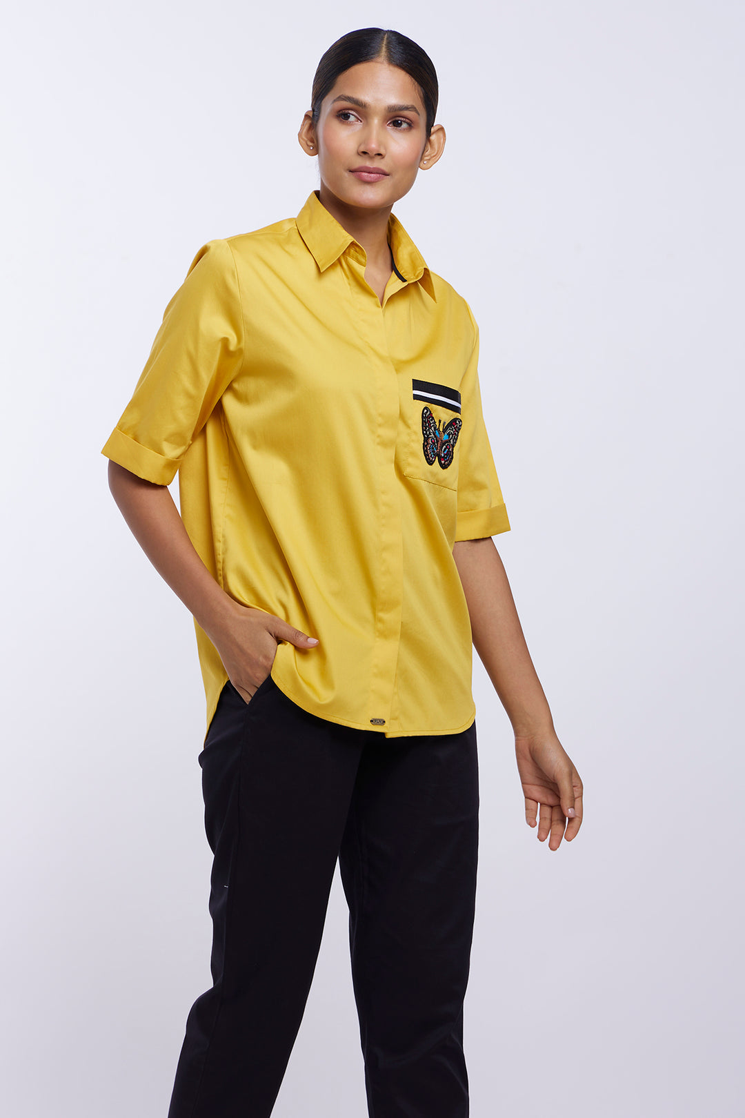 PLV Garden Canary Yellow Butterfly Shirt