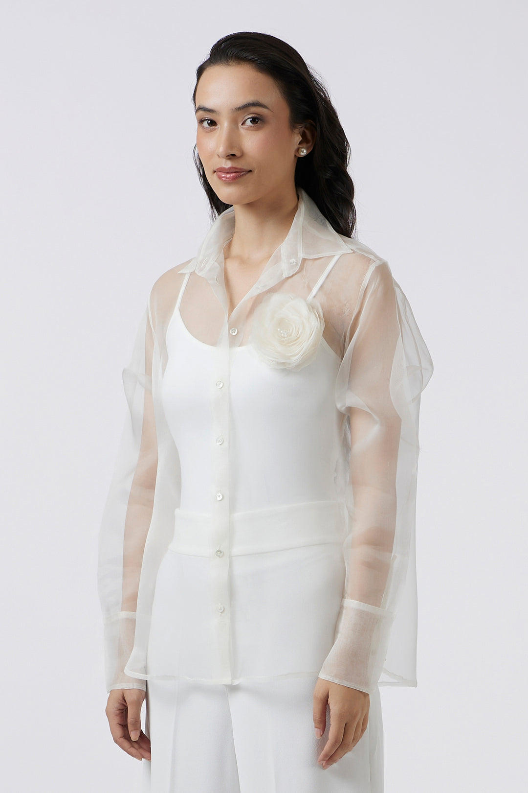 ORGANZA BLOOM IVORY SHIRT