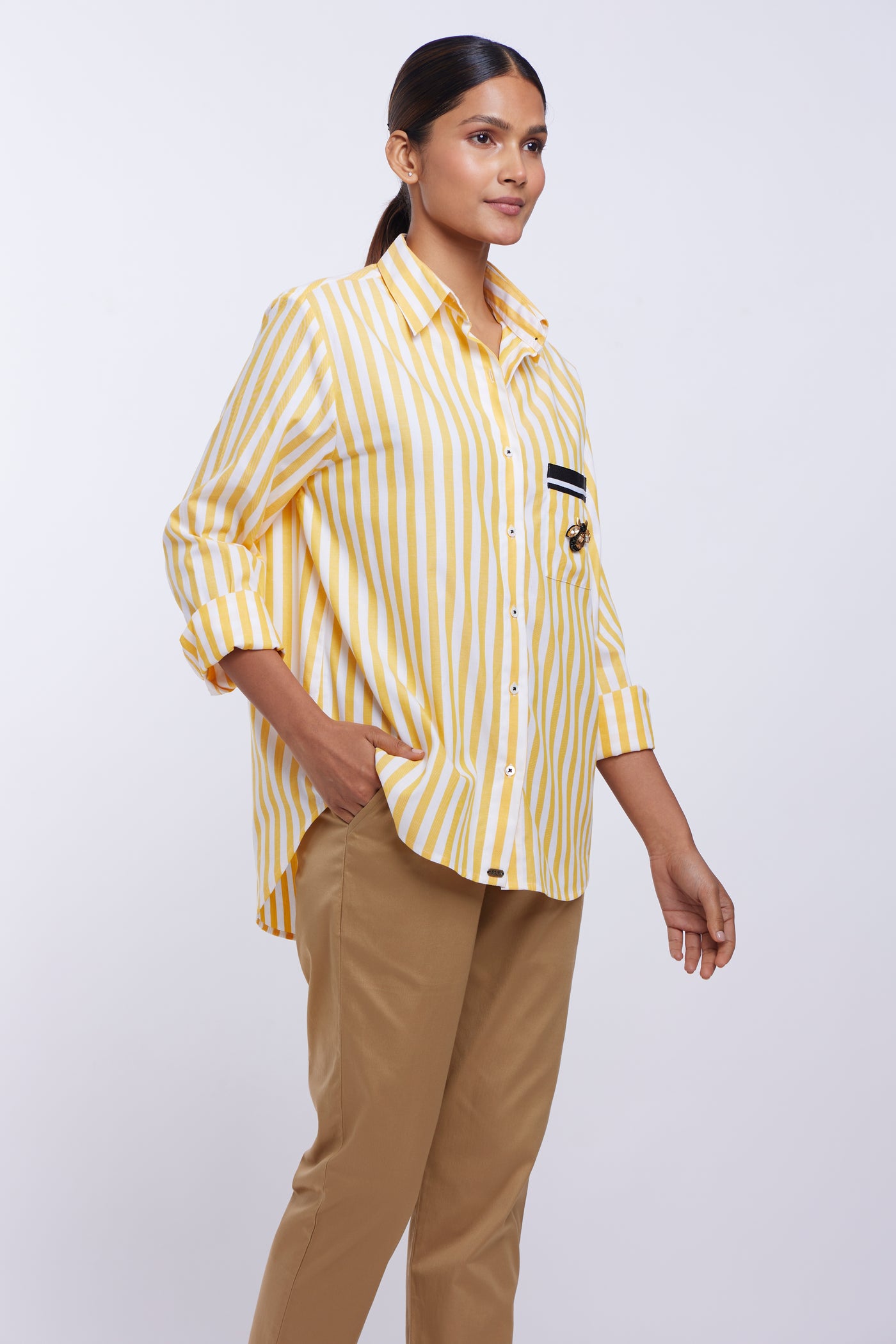 Yellow Stripe Swarovski Beetle Shirt