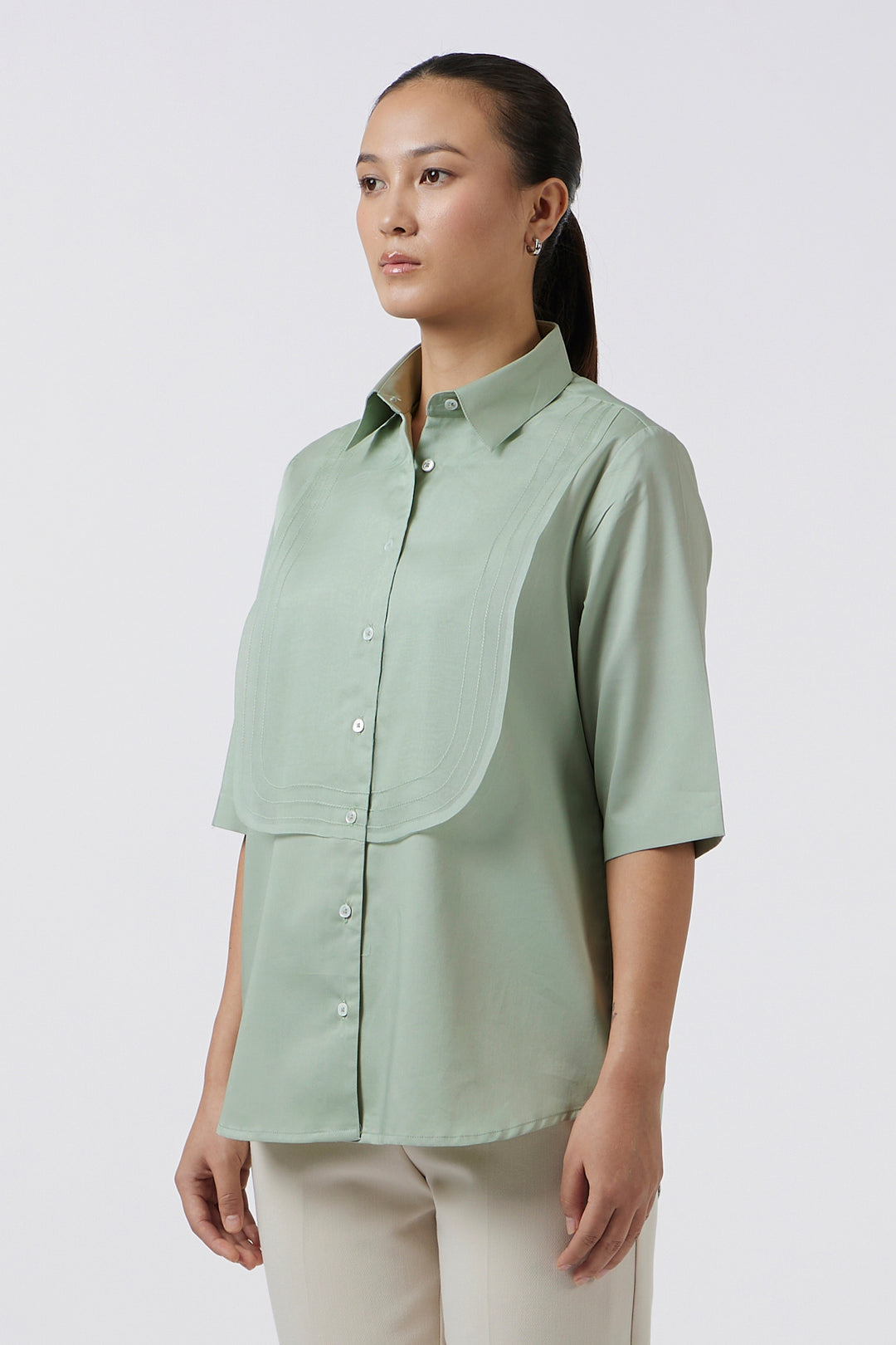 ORGANZA BIB PISTACHIO SHIRT