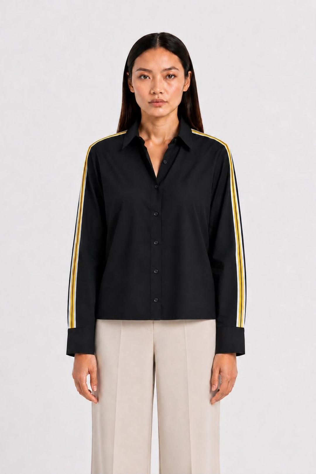 Black Ribbon Crop Shirt
