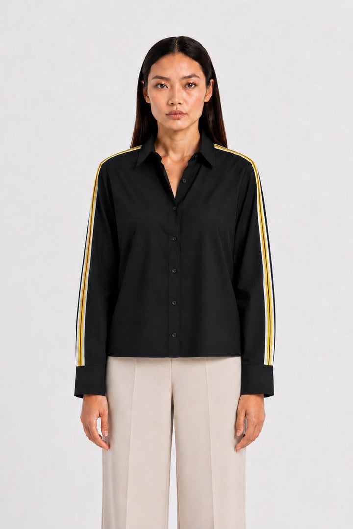 Black Ribbon Crop Shirt
